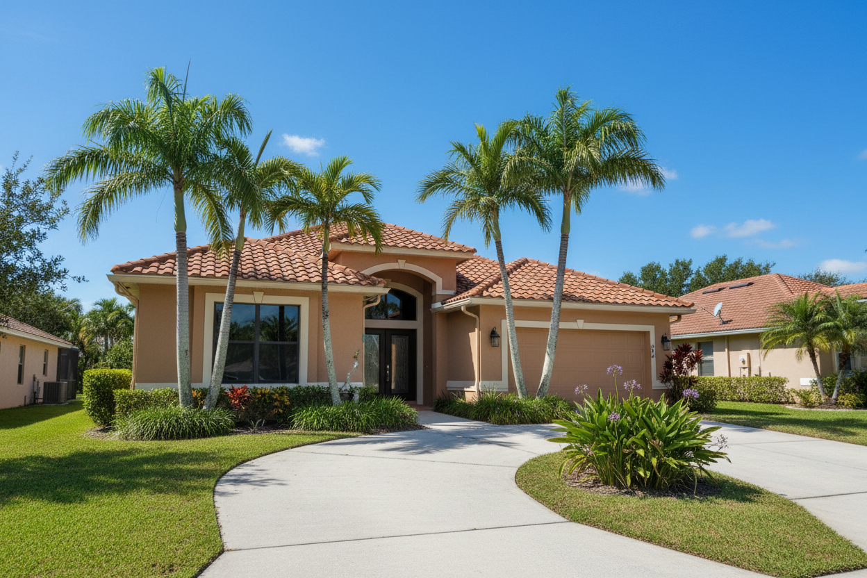 average tampa home in a community with tint taken from outside the house